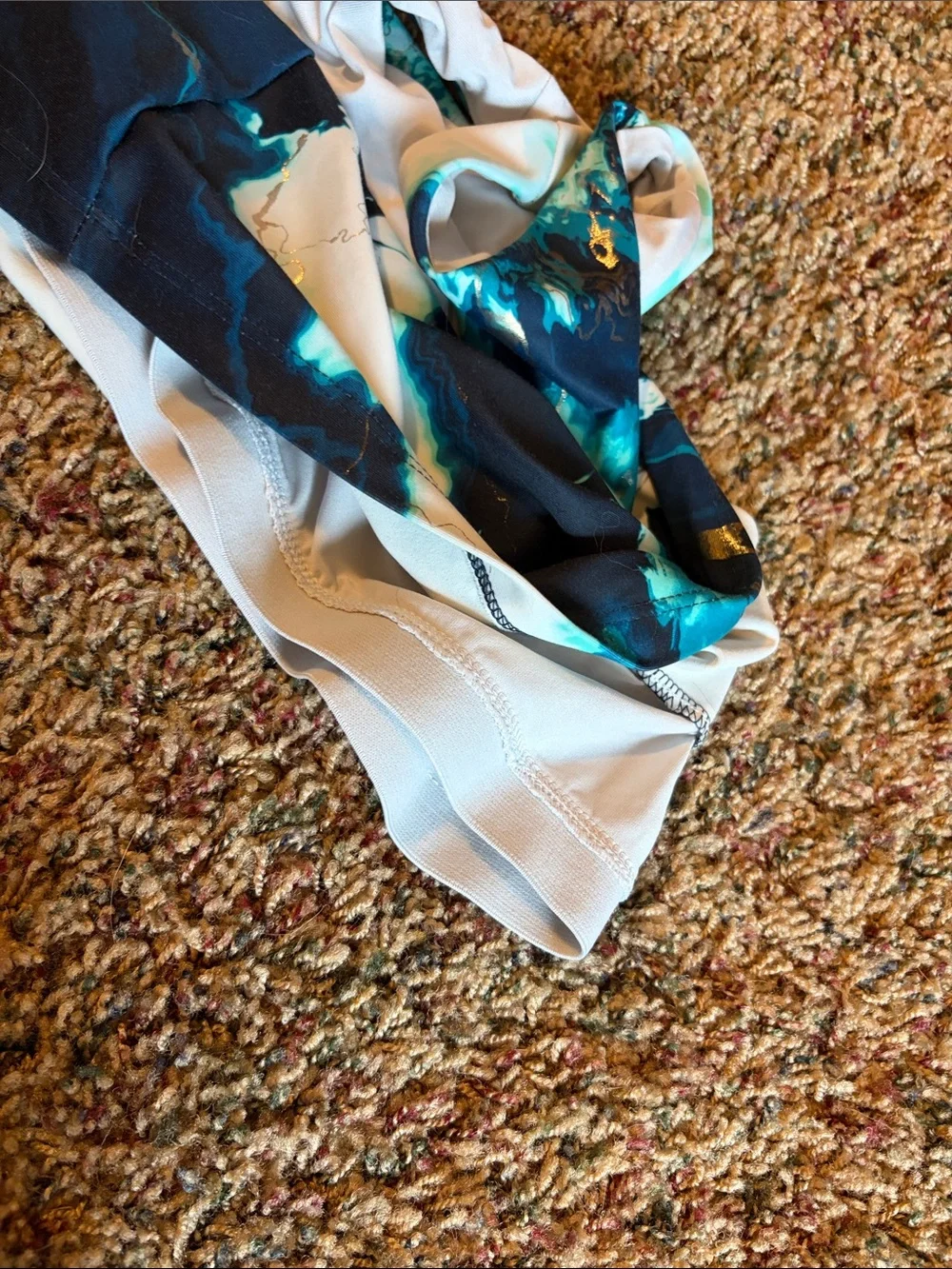 Old Navy Girls Blue Teal Marble Print Cropped Tank Top